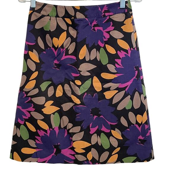 Boden Floral A-Line Midi Skirt Womens Size 8 8R Black Multicolor Bold Career - Picture 3 of 11